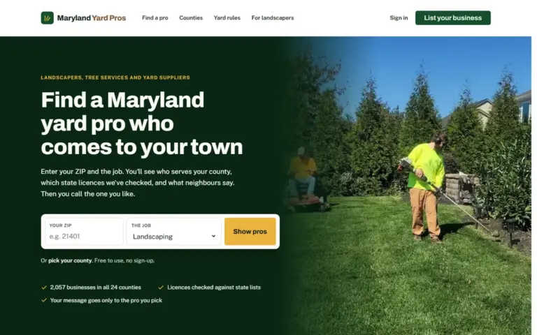 The Maryland Yard Pros home page