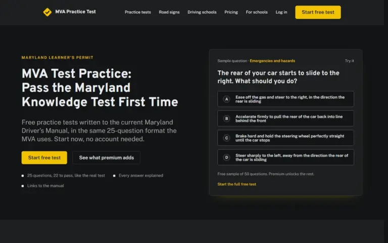 The MVA Practice Test home page