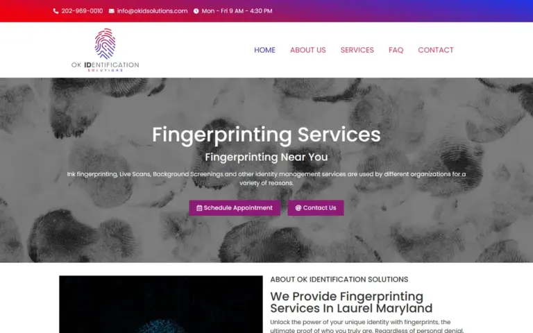 The OK Identification Solutions home page